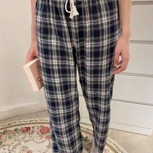 Brandy Melville Lounge Pants in Blue Green and White Plaid